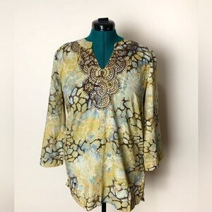 Charter Club Womens Colorful Tunic 10 Cotton Bohemian Lagenlook Lagum Coastal